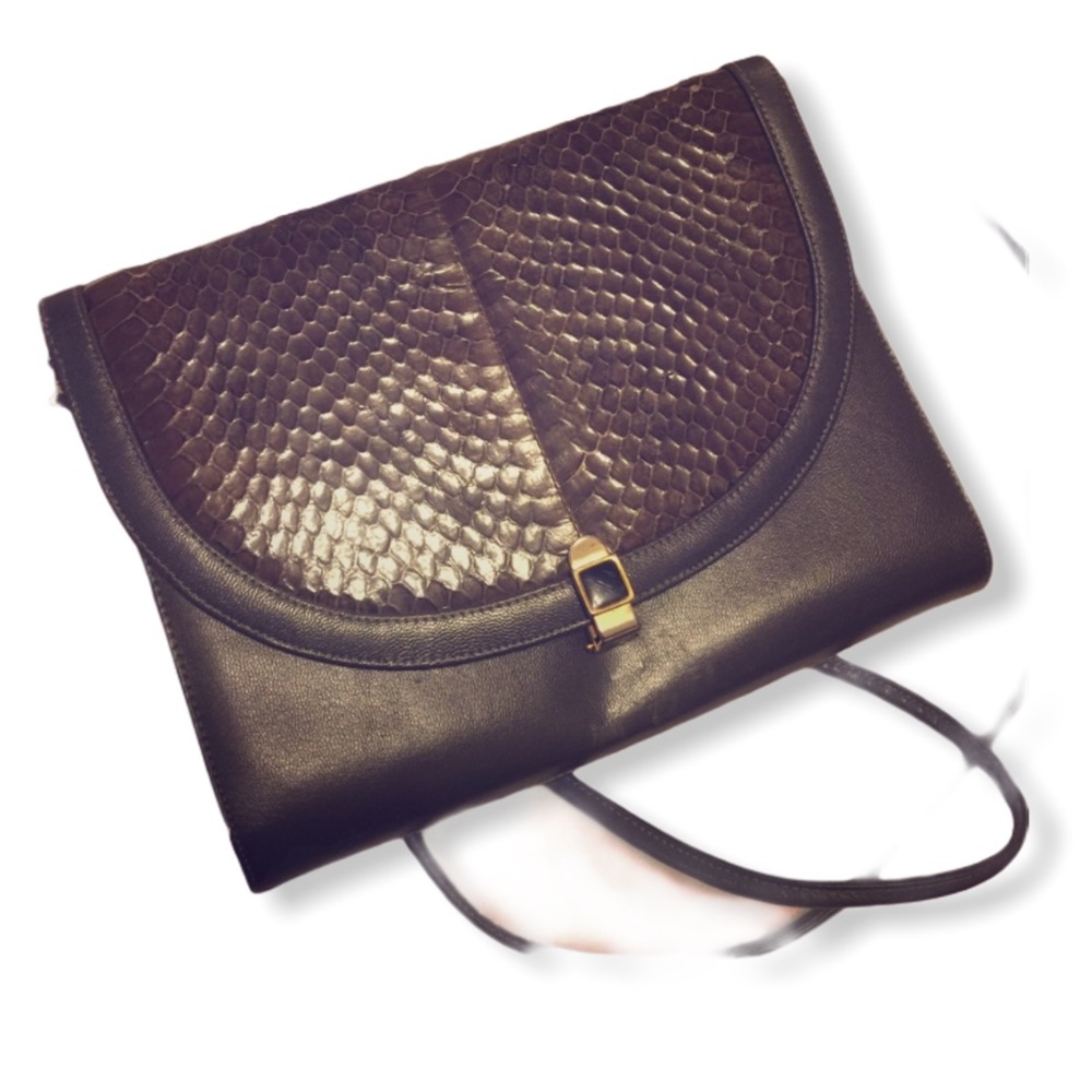 💝 Vintage Snakeskin Leather Shoulder Bag Clutch